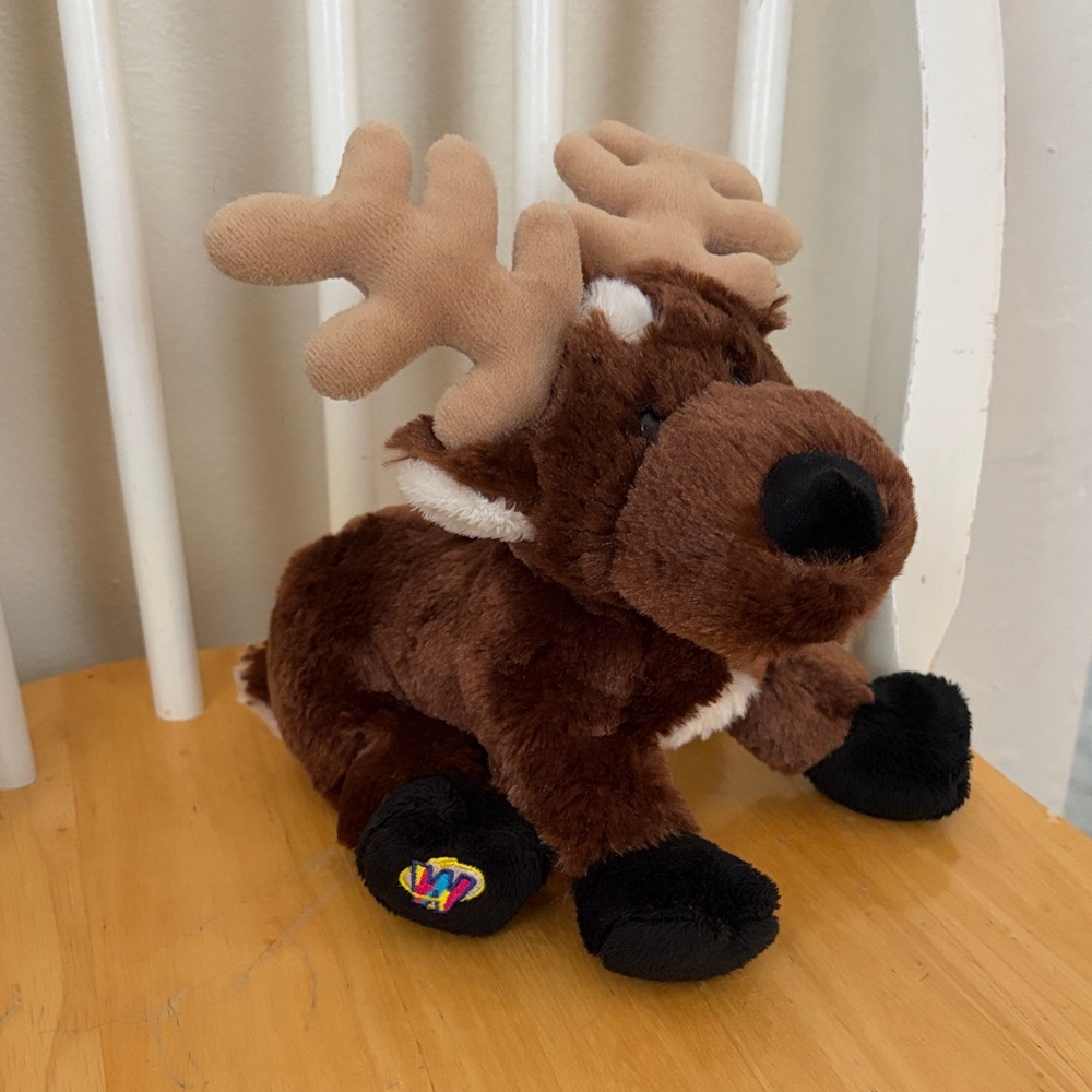 Cuddly Brown and Black Reindeer Plush Toy